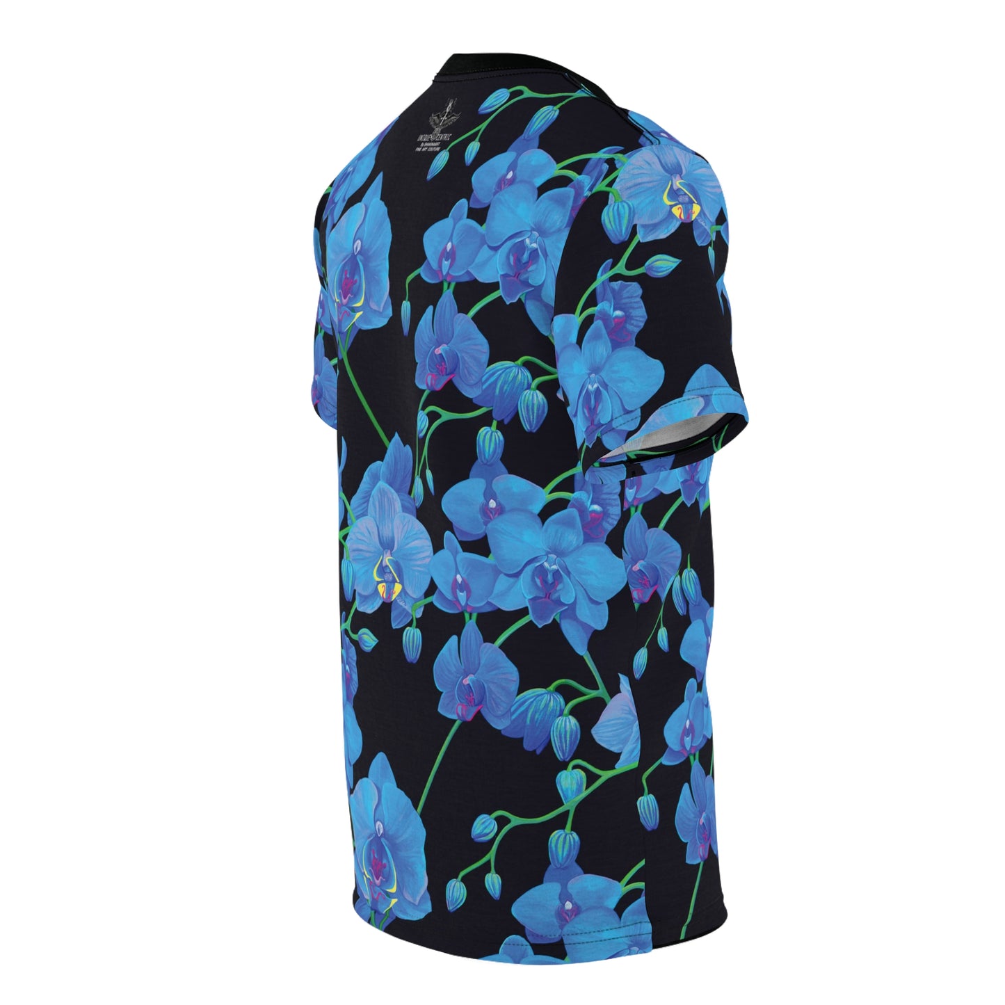 UNIQUE CENTRIC BLUE ORCHID BOUQUET FINE ART KING TEE