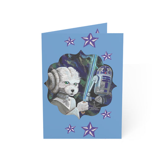 Funny Galaxy Princess Dog & Robot Valentine's Day Greeting Card