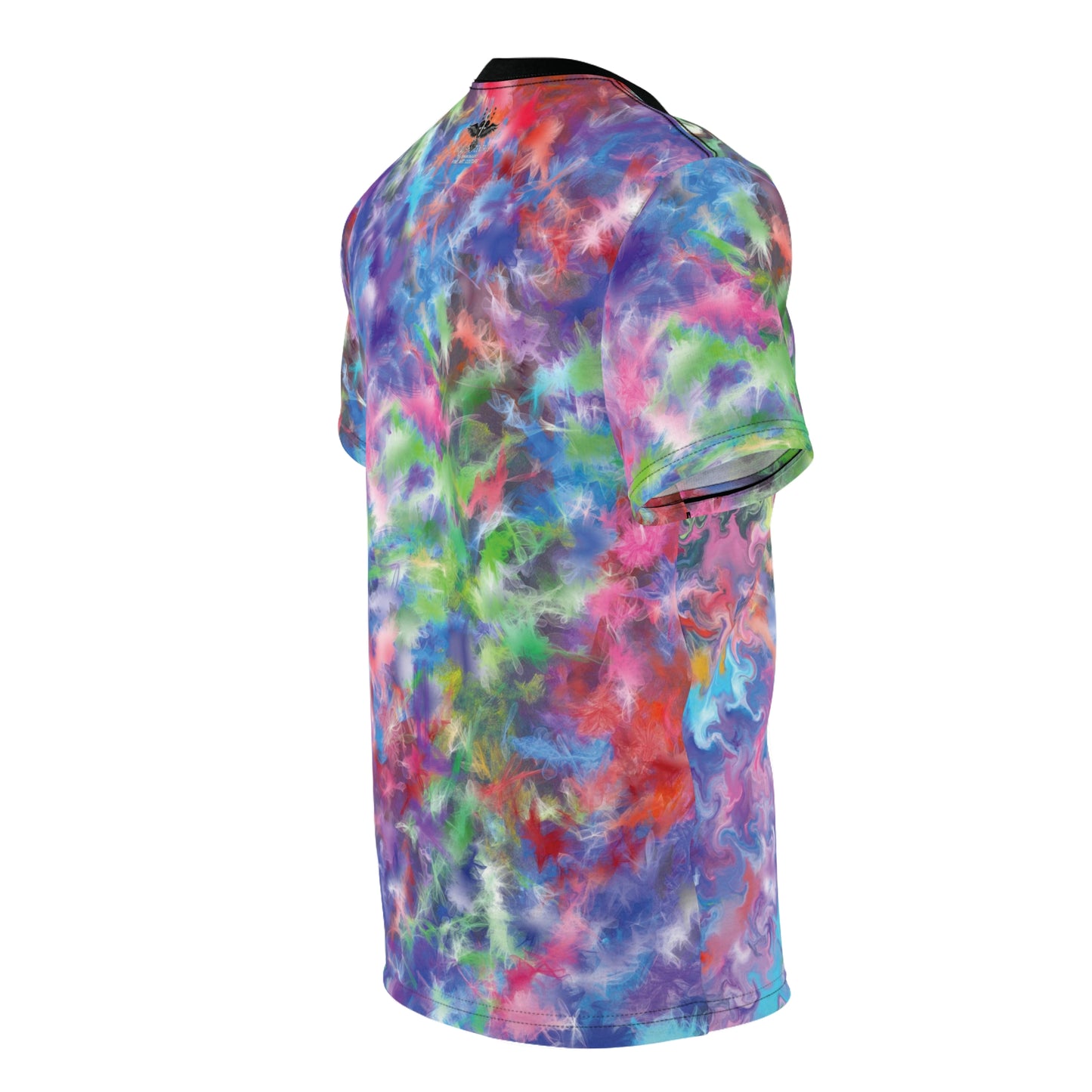 UNIQUE CENTRIC by SHAKINAART vibrant FINE ART KING t-shirt with an abstract RAINBOW BACKGROUND WITH heart and earth painting. ALL LIVES MATTER