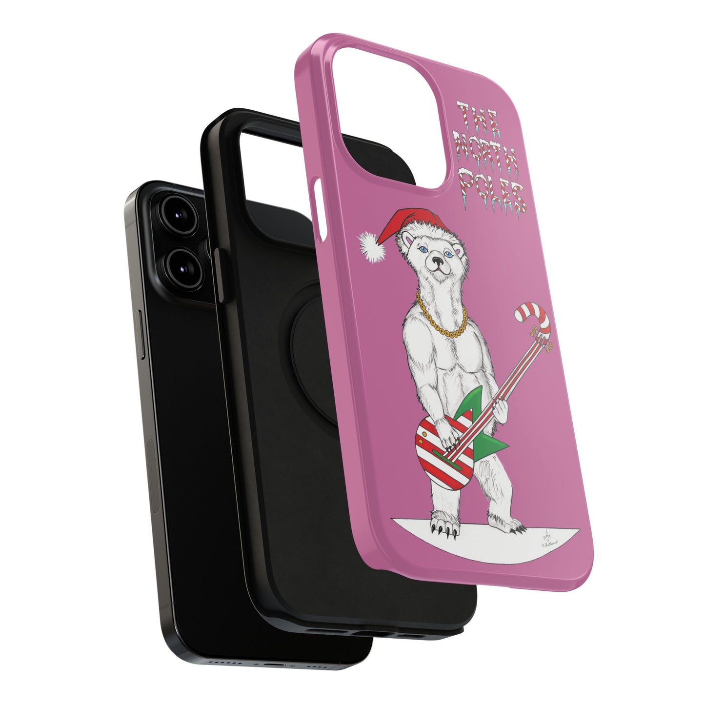 CHRISTMAS HOLIDAY POLAR BEAR ROCK N ROLL FINE ART PHONE CASE ALL SIZES SHAKINAART