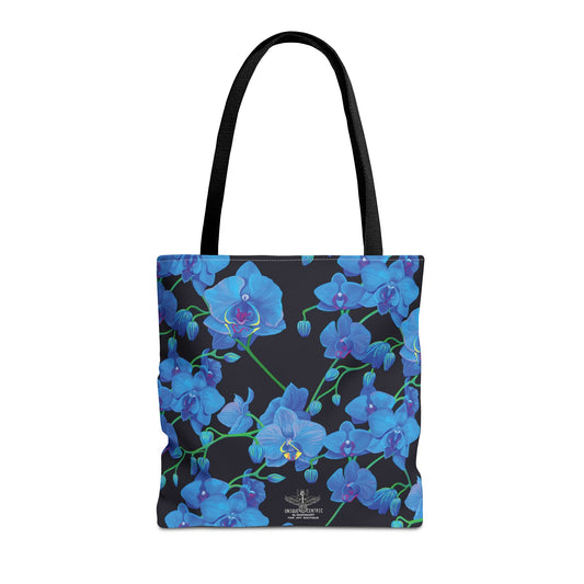 UNIQUE CENTRIC BLUE VELVET ORCHID BOTANICAL GARDEN TOTE BAG