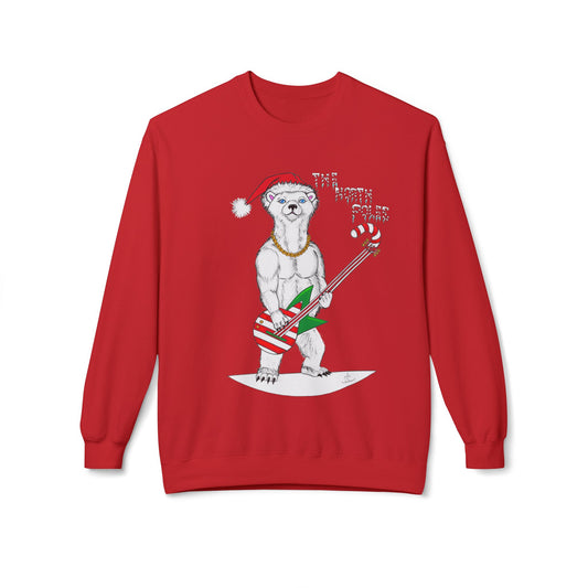 POLAR BEAR SWEATER ROCK N ROLL BEAR SWEATSHIRT FINE ART UGLY CHRISTMAS SWEATER SHAKINAART UNIQUE CENTRIC