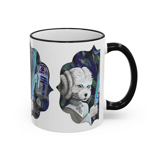 Galaxy Dog & Droid Mug — Sci‑Fi Pet Lovers Accent Rim Coffee Cup