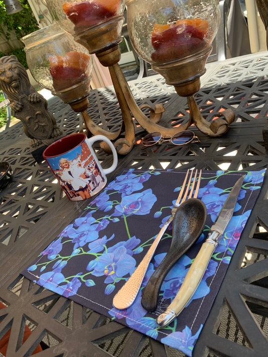 Blue Orchid Botanical Cotton Dinner Napkins