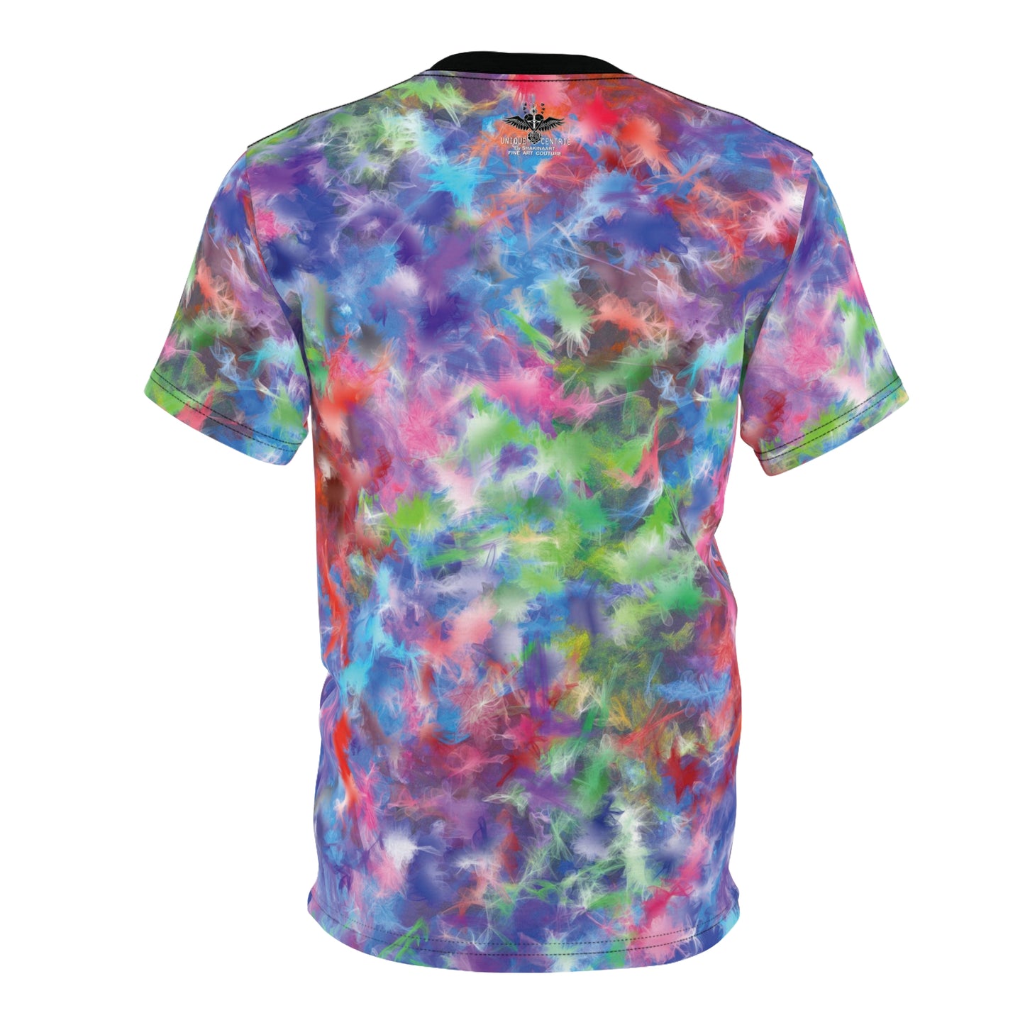 UNIQUE CENTRIC by SHAKINAART vibrant FINE ART KING t-shirt with an abstract RAINBOW BACKGROUND WITH heart and earth painting. ALL LIVES MATTER