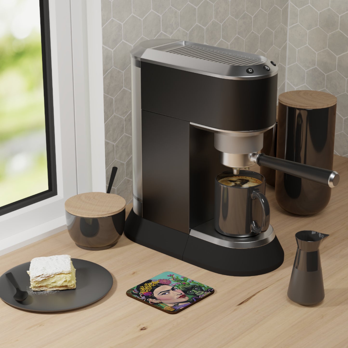 UNIQUE CENTRIC MAGDALENA FRIDA KAHLO WITH A MONKEY FINE ART LEGENDS PREMIUM COASTER