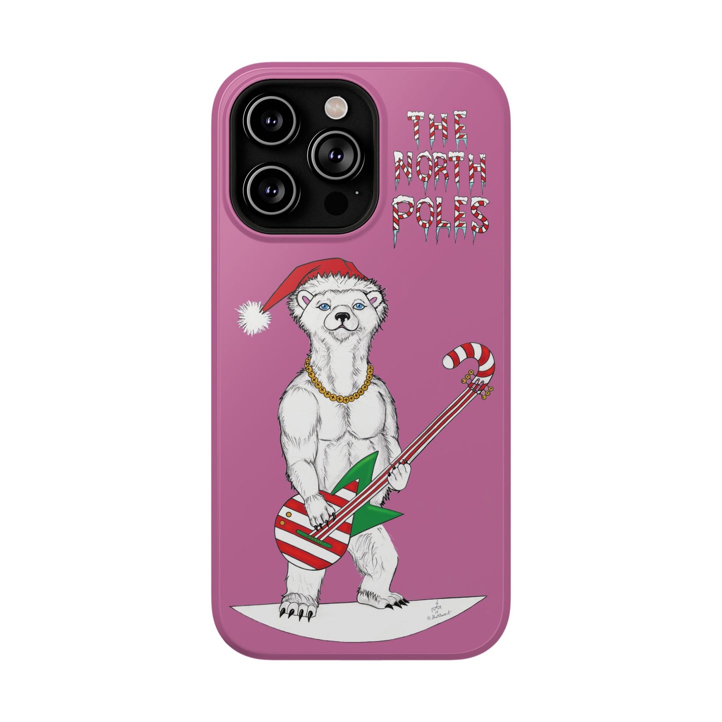CHRISTMAS HOLIDAY POLAR BEAR ROCK N ROLL FINE ART PHONE CASE ALL SIZES SHAKINAART