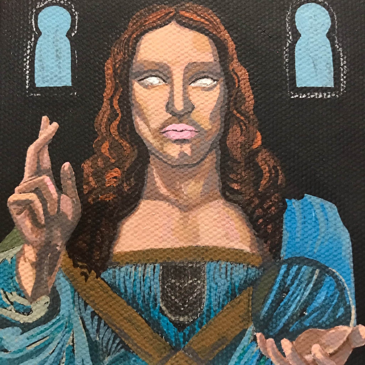 Salvator Mundi Jesus Christ Leonardo da Vinci St Jude Shakinaart fine art Louvre Museum Abu Dhabi Saudi Arabia Luxury Designer drink coasters featuring a High Renaissance painting of Jesus holding a crystal ball of light, symbolizing divine guidance hope faith love power wisdom enlightenment resurrection victory and illumination amen Perfect for protecting surfaces from drink spills. Prince Badr bin Abdullah Painting Coasters
