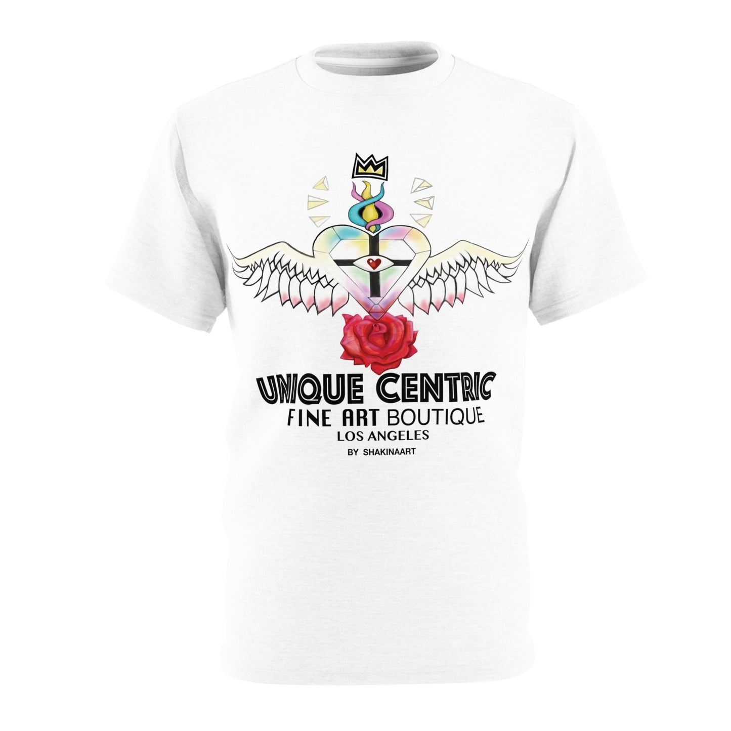 UNIQUE CENTRIC FINE ART BOUTIQUE: POWER WISDOM & LOVE WHITE BRAND LOGO KING TEE