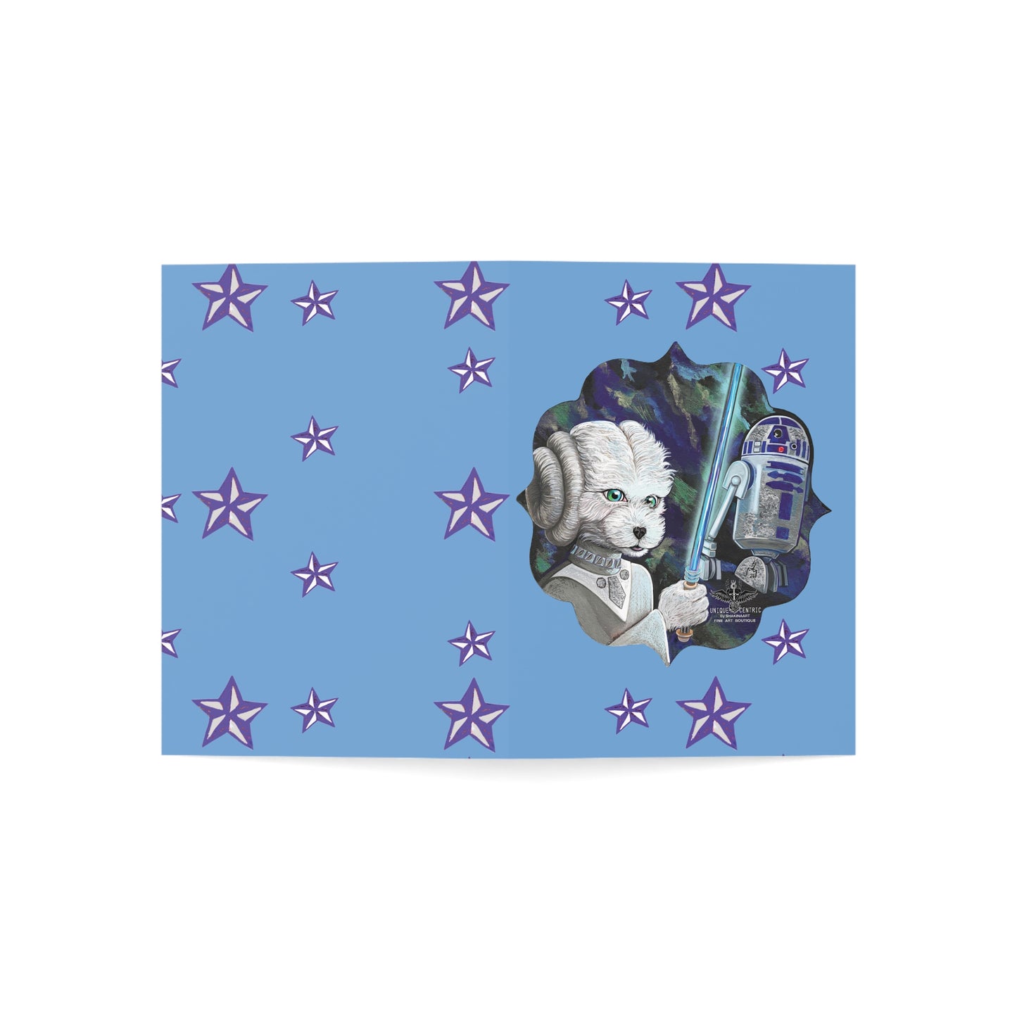 Funny Galaxy Princess Dog & Robot Valentine's Day Greeting Card