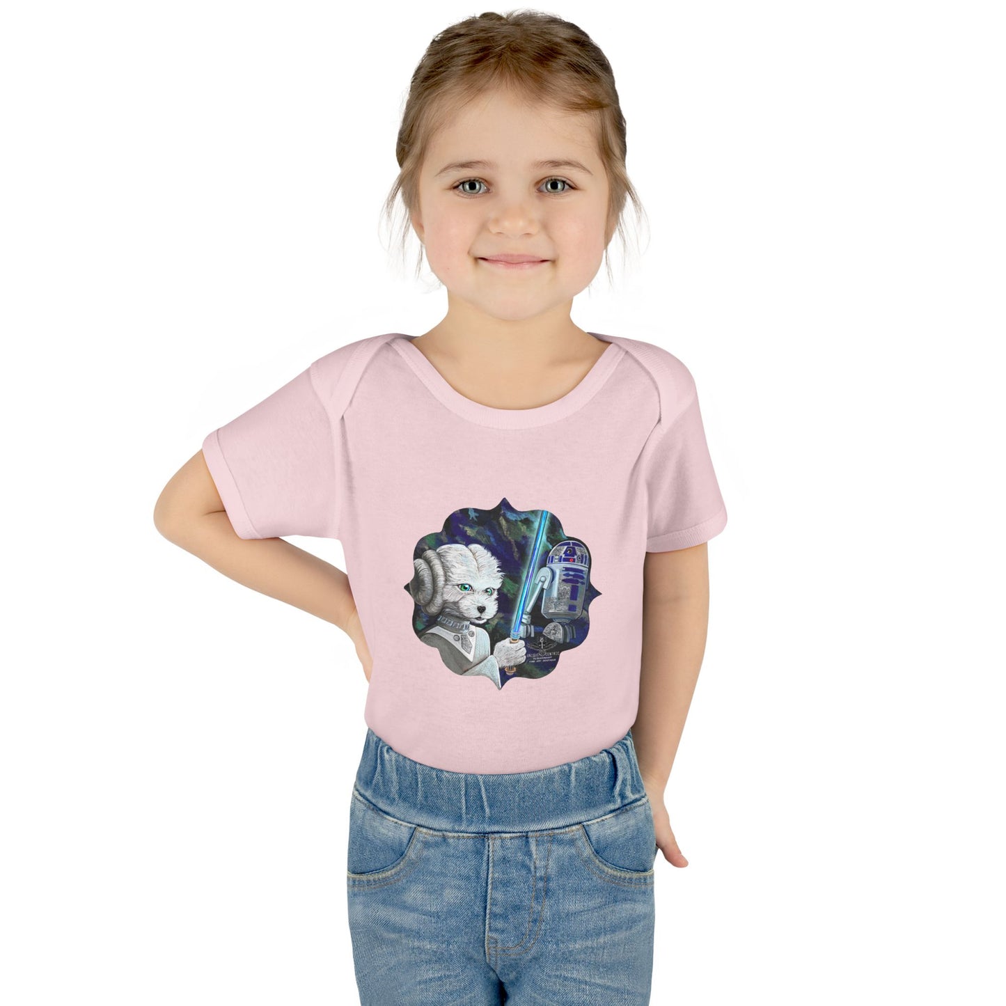 Galaxy Dog & Droid Illustrated Baby Bodysuit