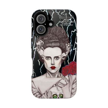 BRIDE OF FRANKENSTEIN IPHONE 16 CASE CORPSE BRIDE HALLOWEEN PHONE COVER THUNDER ROSES SKULL UNIQUE CENTRIC SHAKINAART DESIGNER PHONE CASE