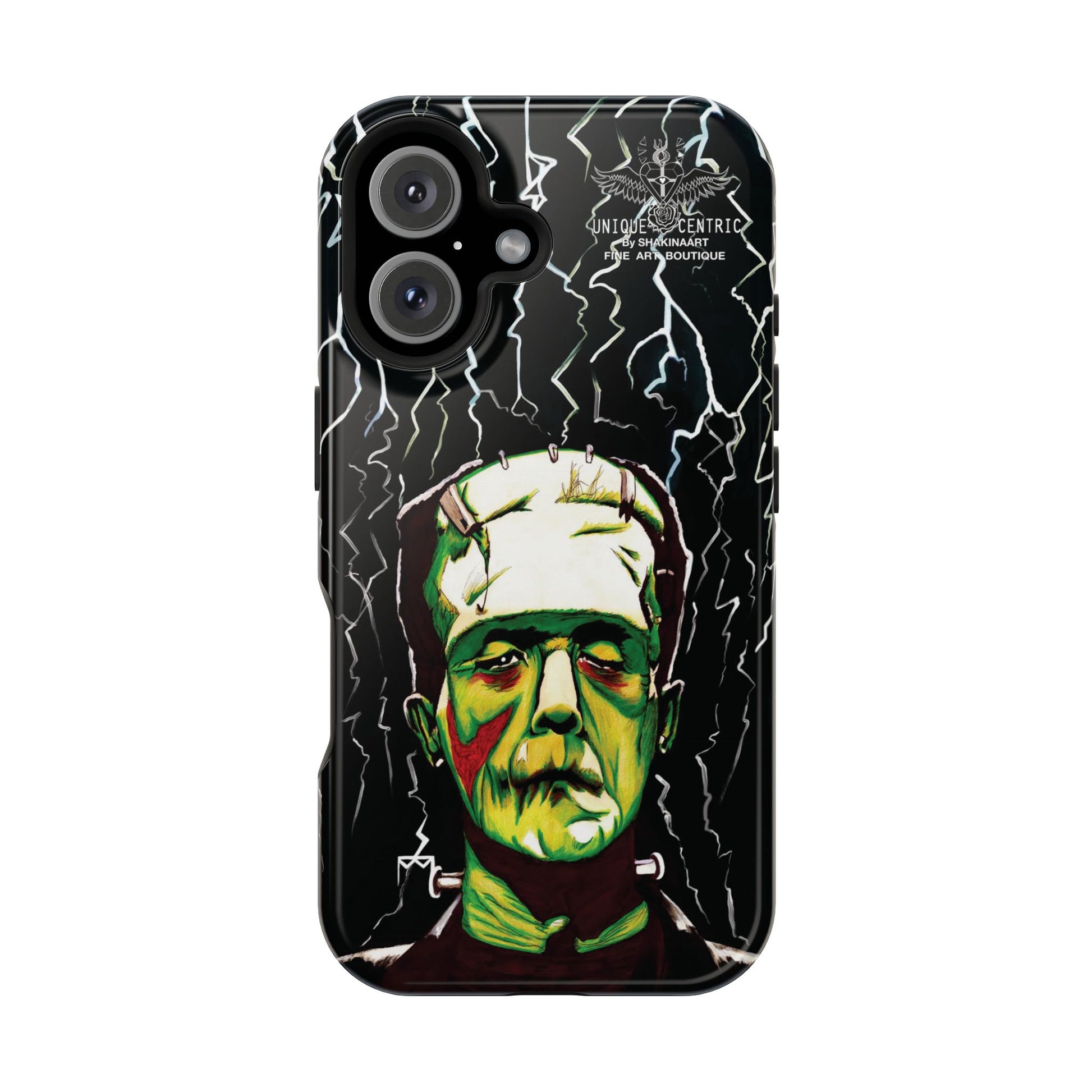 FRANKENSTEIN HALLOWEEN IPHONE 16 FINE ART DESIGNER PHONE CASE HORROR MOVIE ICON BORIS KARLOFF THUNDER HOLLYWOOD FILM PHONE COVER UNIQUE CENTRIC SHAKINAART