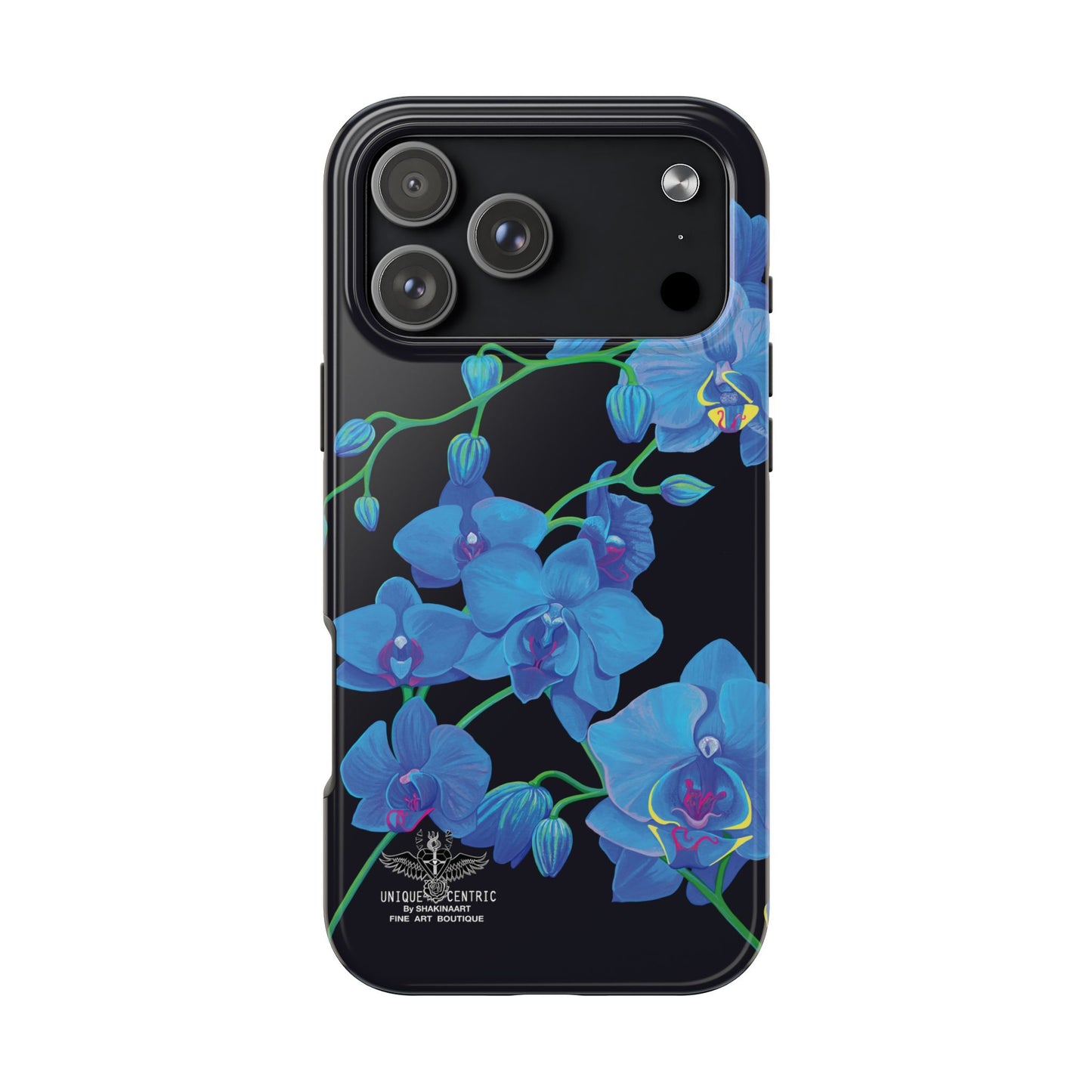Unique Centric Blue Orchid Flower Bouquet iPhone 15 All Sizes Fine Art Case