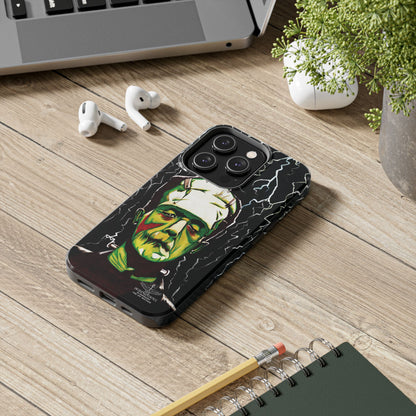 Frankenstein painting with lightning from head. Classic Frankenstein art with electrifying twist. Iconic monster depicted with electrifying energy. FRANKENSTEIN HALLOWEEN ART IPHONE COVER PROTECTIVE CASE.  