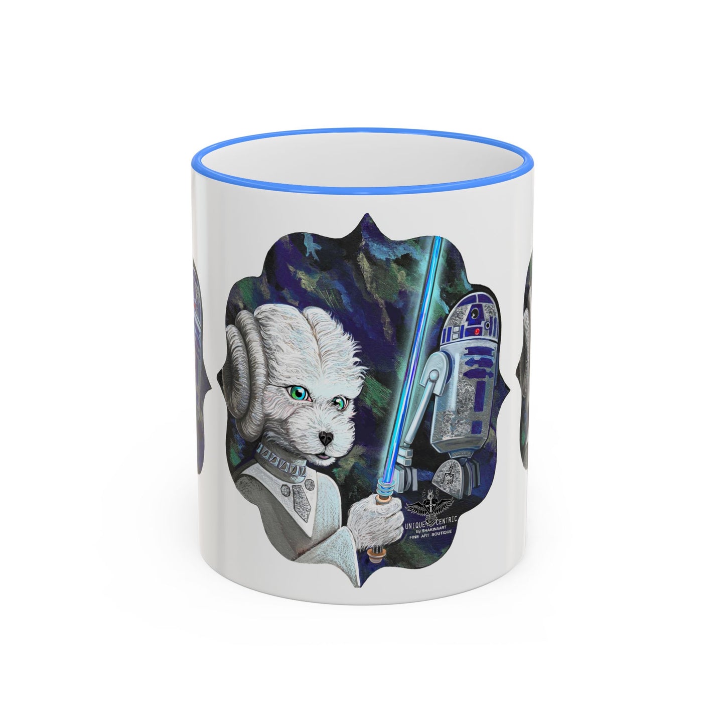 Galaxy Dog & Droid Mug — Sci‑Fi Pet Lovers Accent Rim Coffee Cup