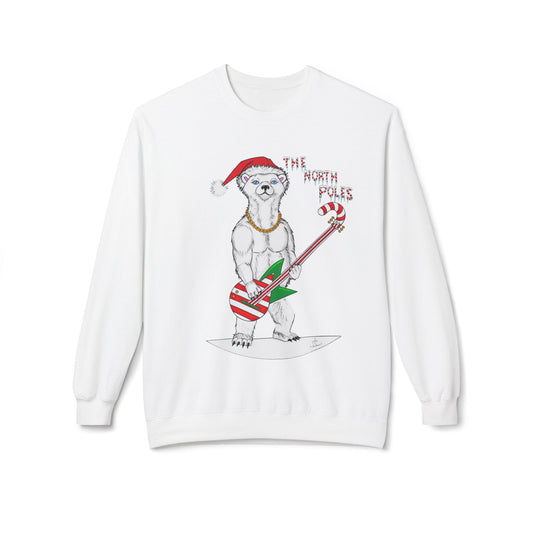 POLAR BEAR SWEATER ROCK N ROLL BEAR SWEATSHIRT FINE ART UGLY CHRISTMAS SWEATER  SHAKINAART UNIQUE CENTRIC