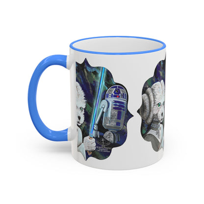 Galaxy Dog & Droid Mug — Sci‑Fi Pet Lovers Accent Rim Coffee Cup