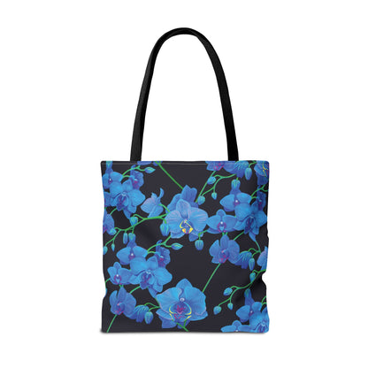 UNIQUE CENTRIC BLUE VELVET ORCHID BOTANICAL GARDEN TOTE BAG