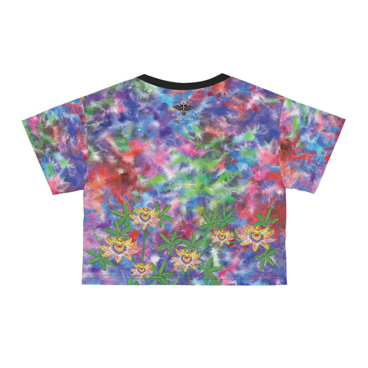 UNIQUE CENTRIC TRIP OUT RAINBOW EARTH HEART FINE ART CROPPED QUEEN TEE
