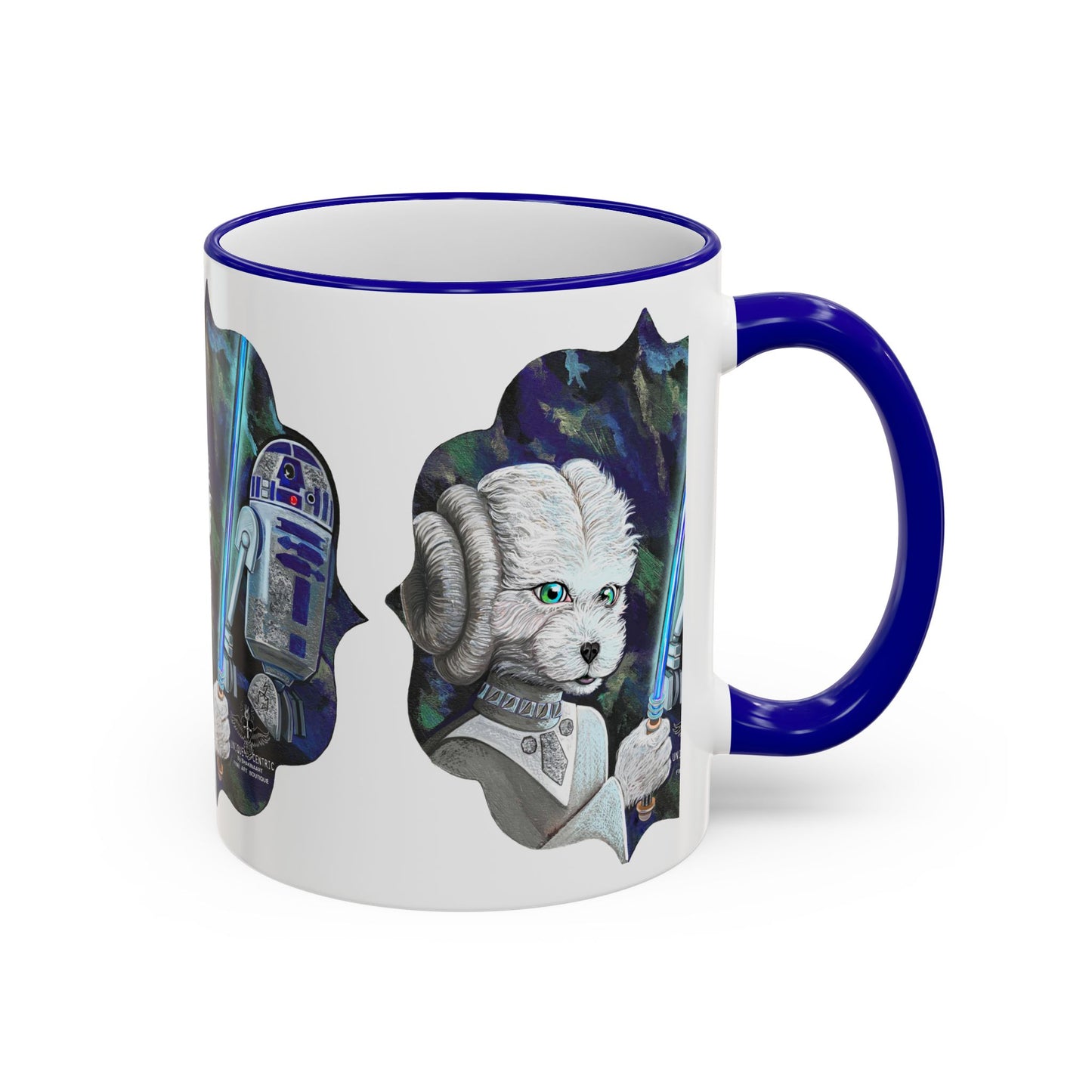 Galaxy Dog & Droid Mug — Sci‑Fi Pet Lovers Accent Rim Coffee Cup