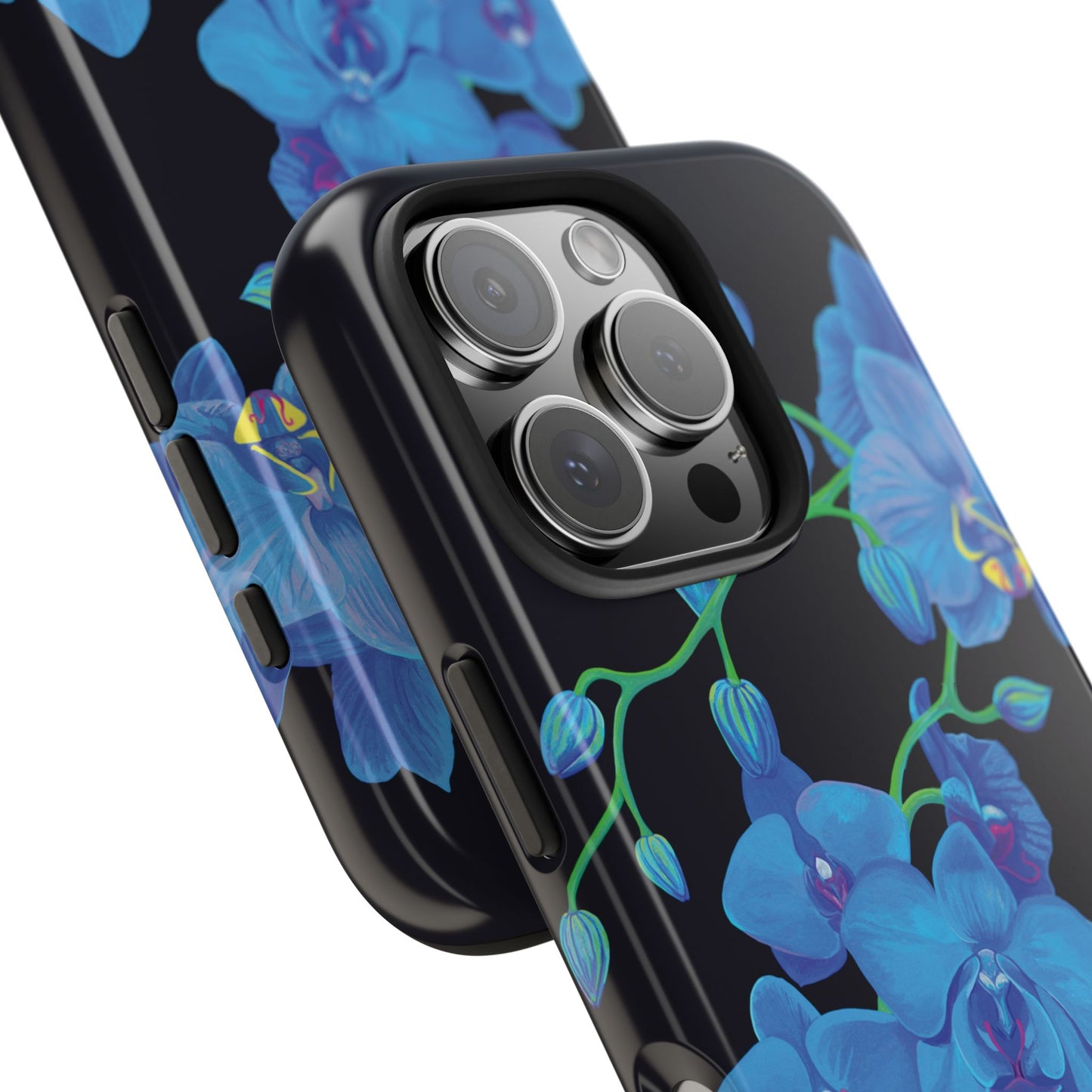 Unique Centric Blue Orchid Flower Bouquet iPhone 15 All Sizes Fine Art Case