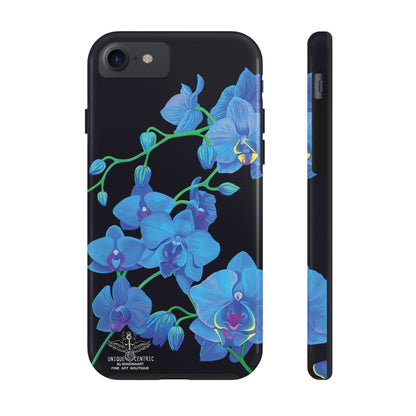 BLUE ORCHID CHIC FINE ART DESIGN GIFT DESIGNER FLOWER PAINTING IPHONE 15 XS CASE PROTECTIVE COVER SHAKINAART BOTANICAL GARDEN ART