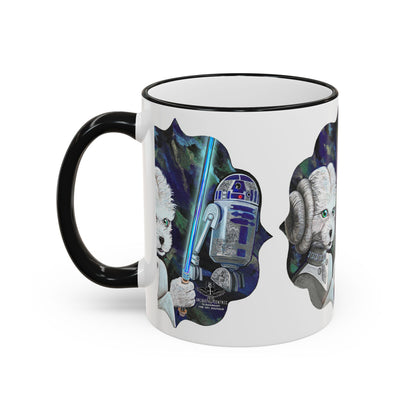 Galaxy Dog & Droid Mug — Sci‑Fi Pet Lovers Accent Rim Coffee Cup
