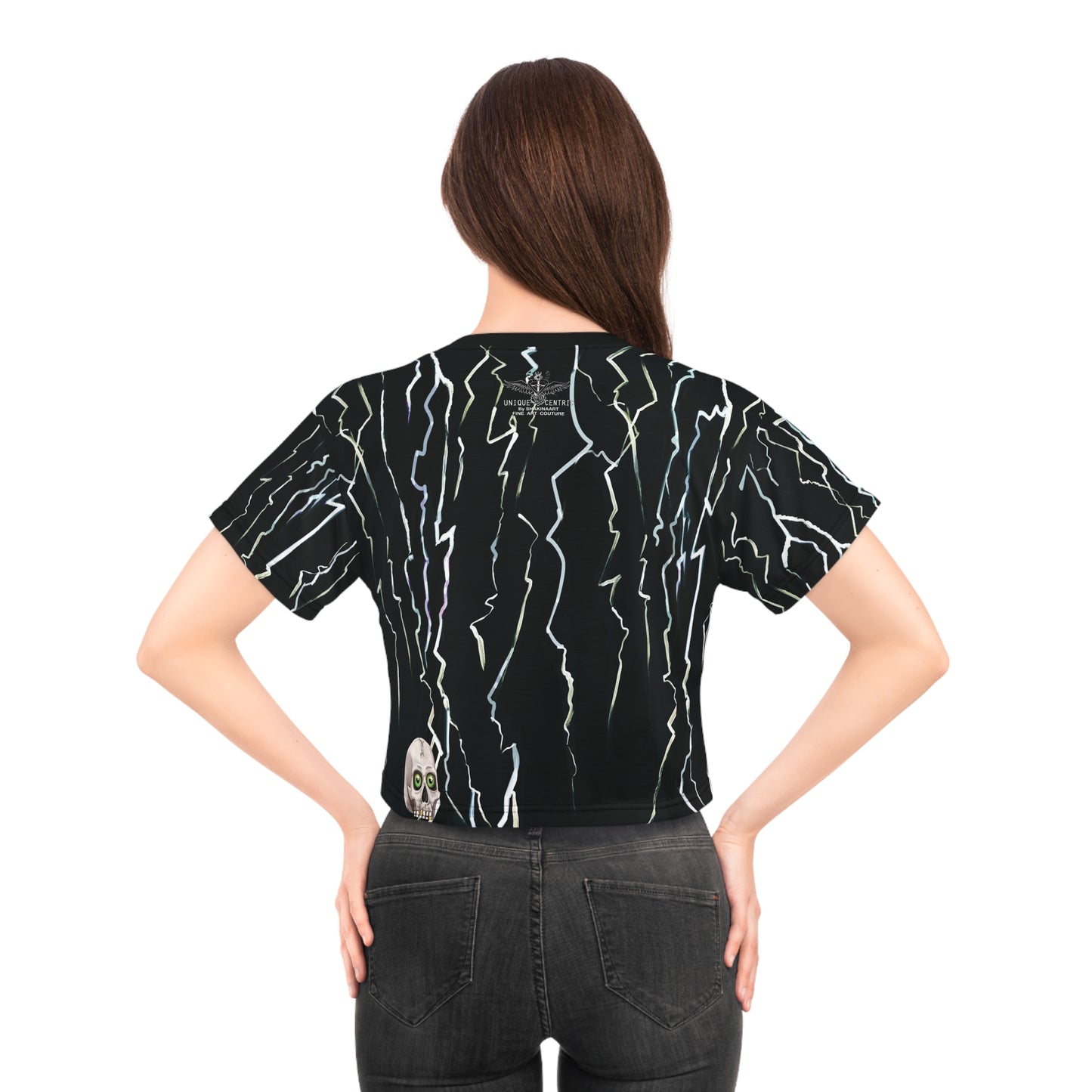 UNIQUE CENTRIC FRANKENSTEIN FINE ART CROPPED QUEEN TEE