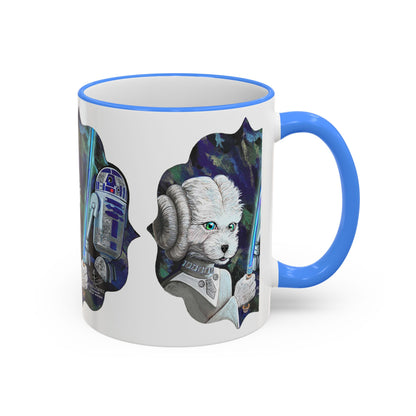 Galaxy Dog & Droid Mug — Sci‑Fi Pet Lovers Accent Rim Coffee Cup