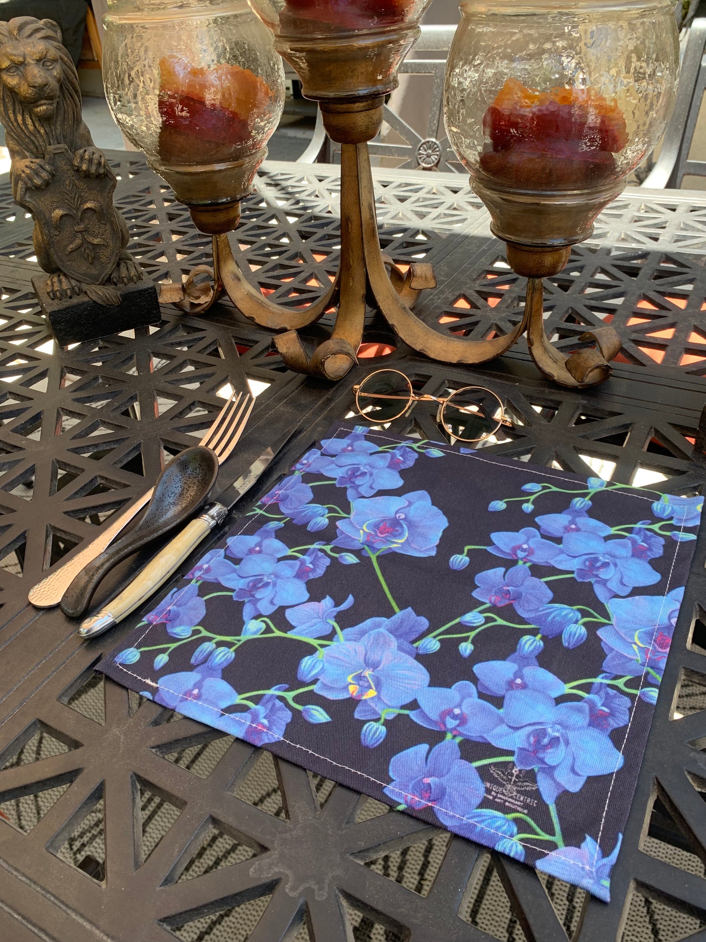 Blue Orchid Botanical Cotton Dinner Napkins