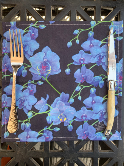 Blue Orchid Botanical Cotton Dinner Napkins