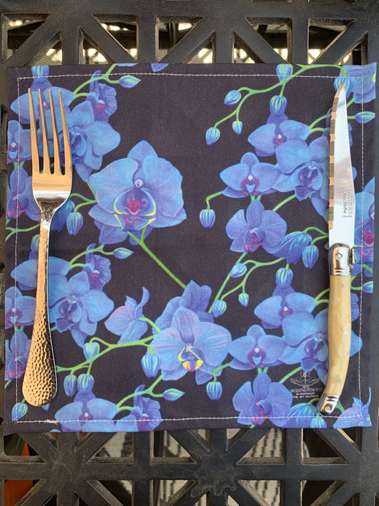 Blue Orchid Botanical Cotton Dinner Napkins