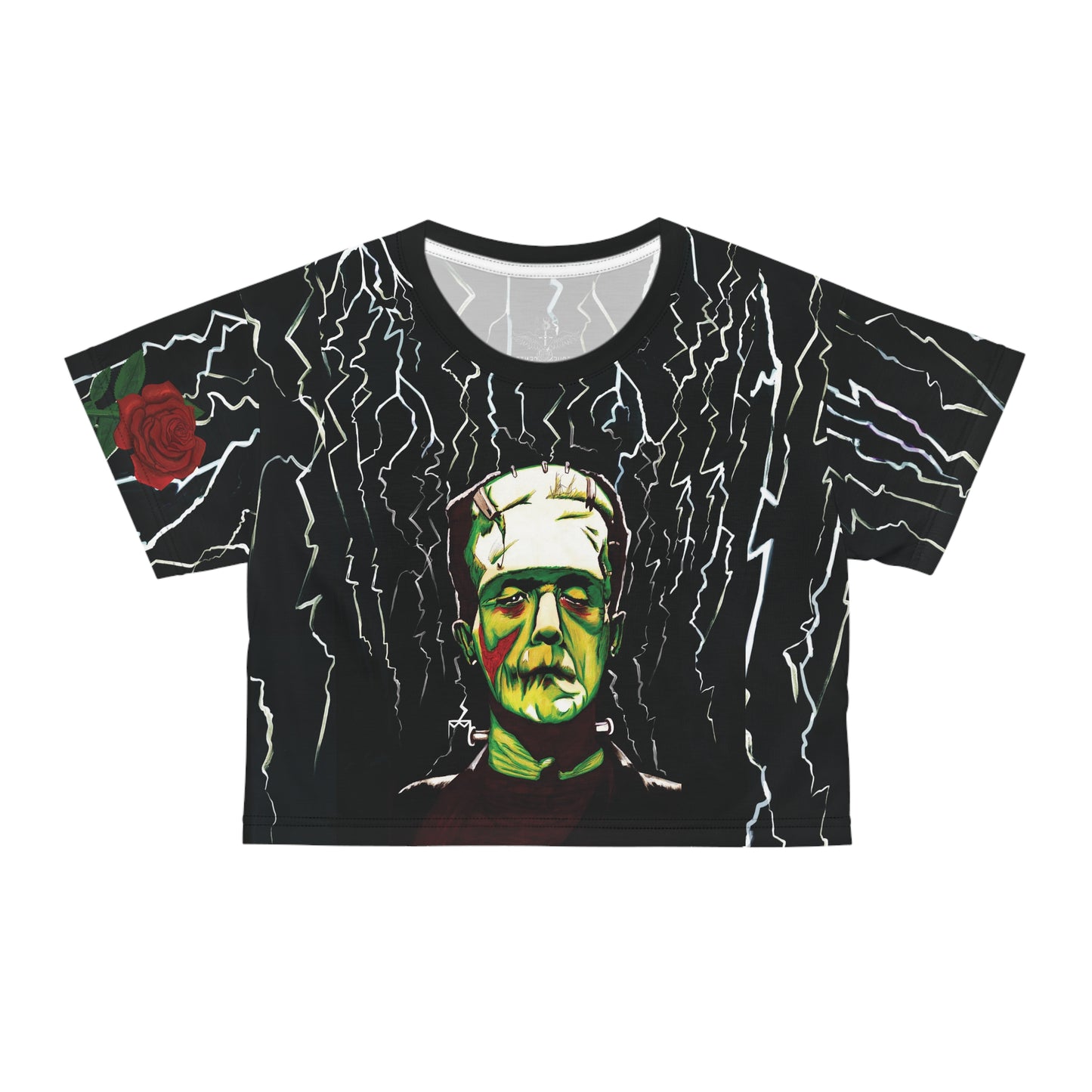 UNIQUE CENTRIC FRANKENSTEIN FINE ART CROPPED QUEEN TEE