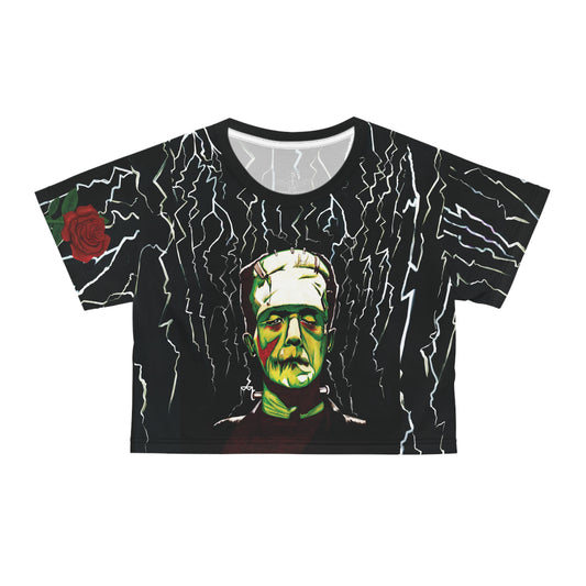 UNIQUE CENTRIC FRANKENSTEIN FINE ART CROPPED QUEEN TEE