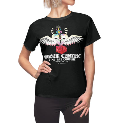 UNIQUE CENTRIC FINE ART COUTURE: POWER WISDOM & LOVE BLACK QUEEN TEE
