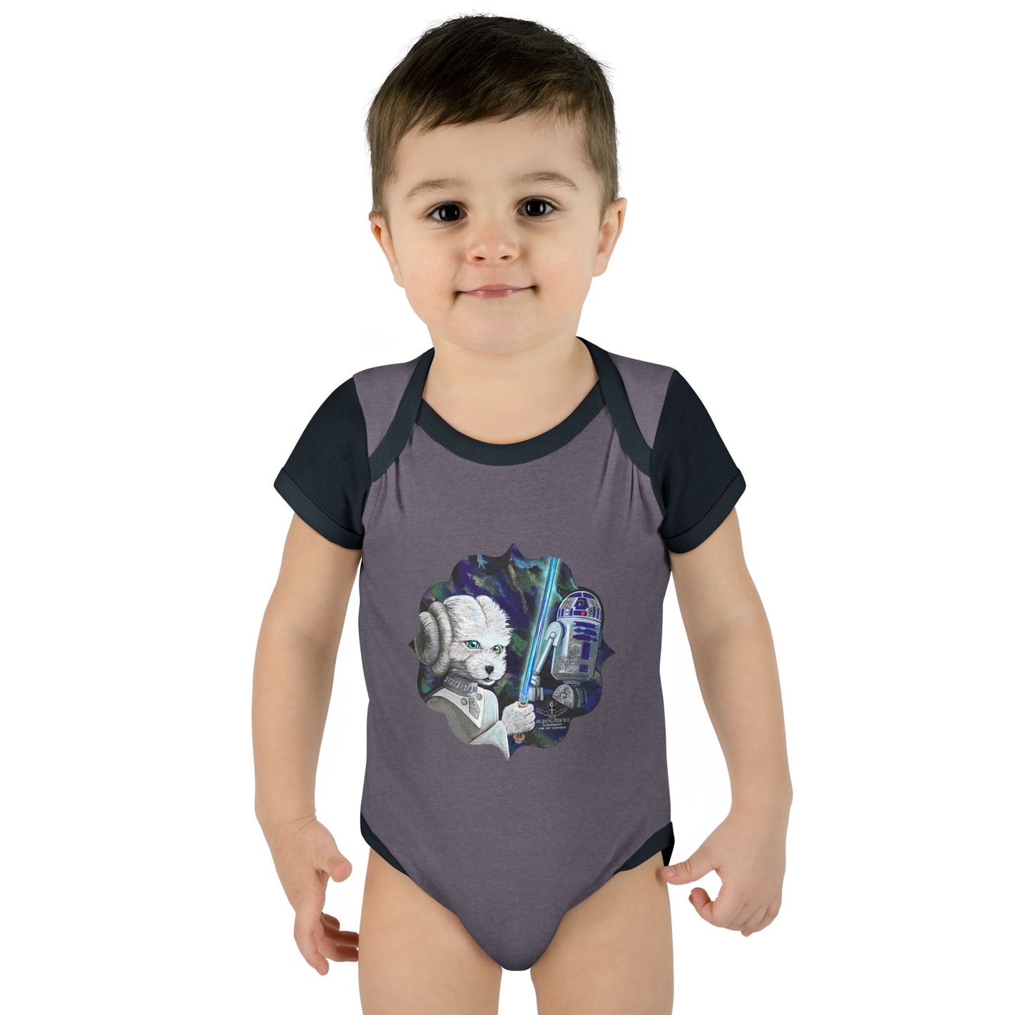 Galaxy Dog & Droid Illustrated Baby Bodysuit