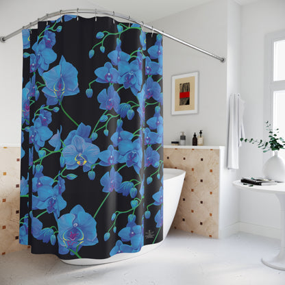 Elegant & Floral Blue Orchid Shower Curtain