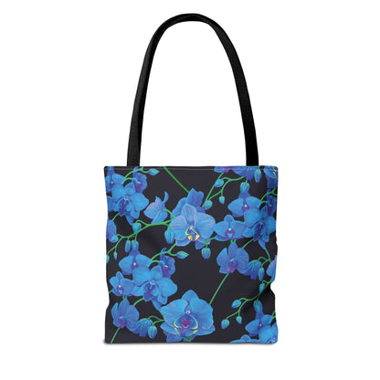 UNIQUE CENTRIC BLUE VELVET ORCHID BOTANICAL GARDEN TOTE BAG
