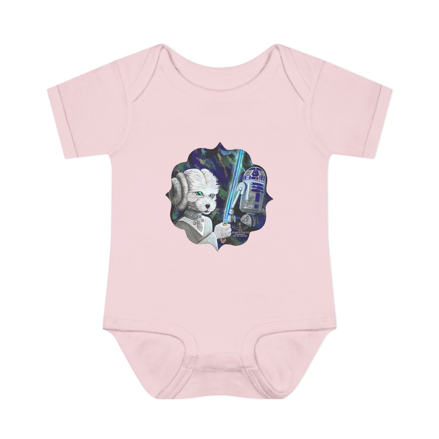 Galaxy Dog & Droid Illustrated Baby Bodysuit