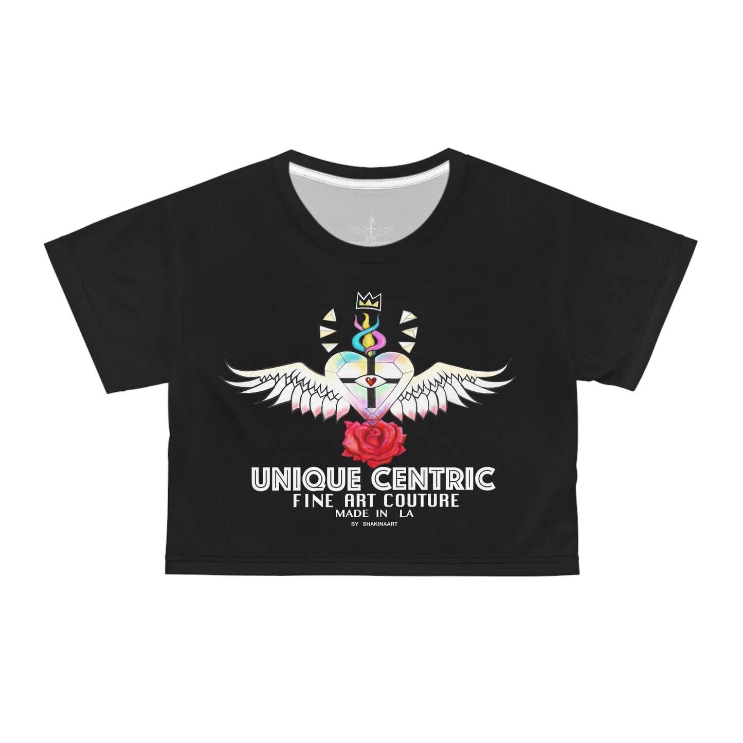 UNIQUE CENTRIC FINE ART COUTURE: POWER WISDOM & LOVE BLACK QUEEN CROP TOP