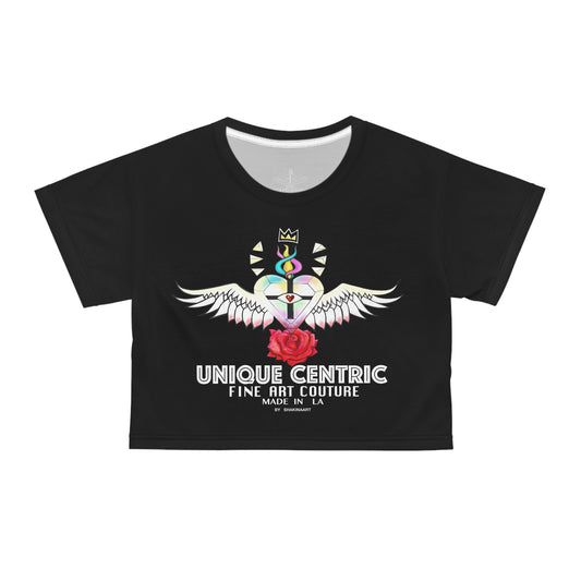 UNIQUE CENTRIC FINE ART COUTURE: POWER WISDOM & LOVE BLACK QUEEN CROP TOP