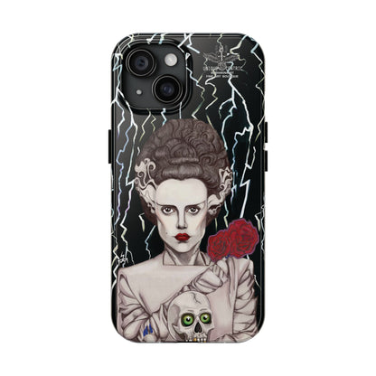 ELECTRIFY Those Around You with A Bride even the LIVING can be Bewitched By.... Let Them Stare at a Tough Phone Case that will Protect Your iPHONE Wherever GO!  Inspired by Universal Studios 1935 Film, The Bride of Frankenstein, starring Elsa Lanchester.   The Corpse Bride of Frankenstein was originally Brought to Life on Canson Paper, via the Mediums of Pen, Marker, Colored Pencil, and Acrylic Paint, by the then Blossoming Artistic Talent of Shakinaart when She was 16 years old.  SHAKINAART's Paintings are