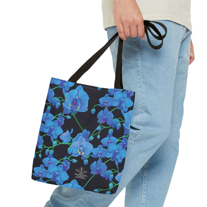 UNIQUE CENTRIC BLUE VELVET ORCHID BOTANICAL GARDEN TOTE BAG