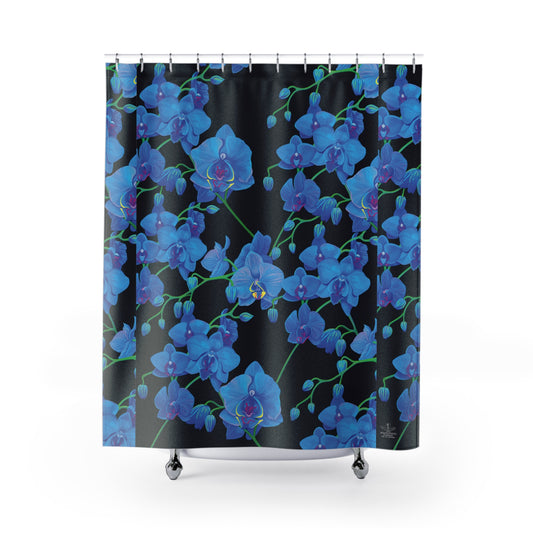 Elegant & Floral Blue Orchid Shower Curtain