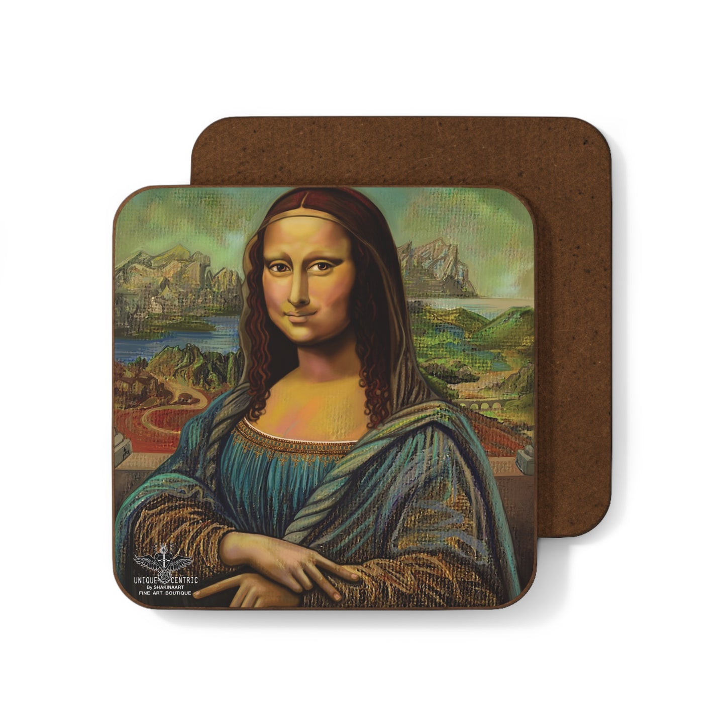 UNIQUE CENTRIC MONA LISA PEACE SIGN PREMIUM COASTER