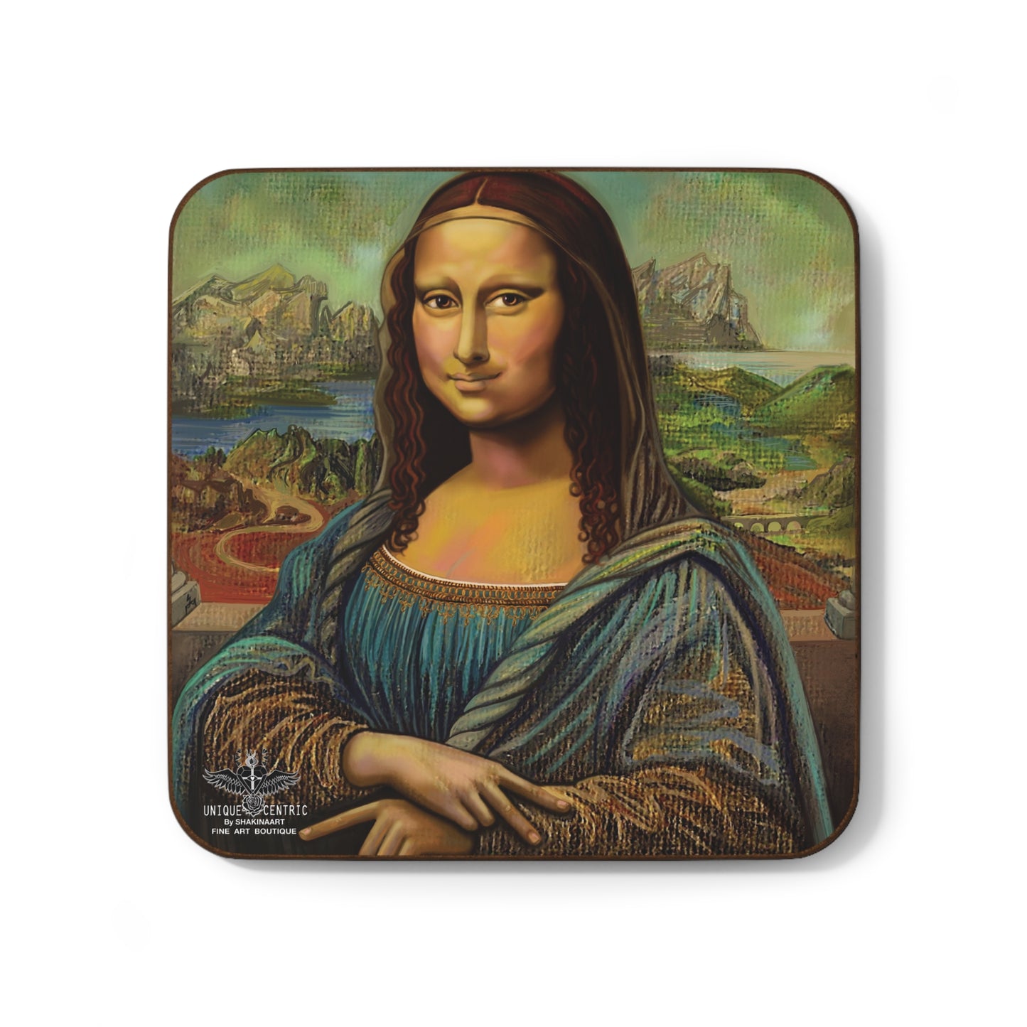 UNIQUE CENTRIC MONA LISA PEACE SIGN PREMIUM COASTER