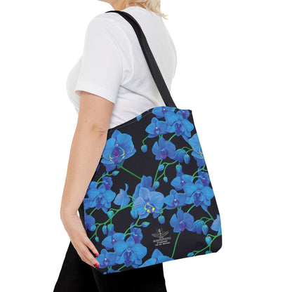 UNIQUE CENTRIC BLUE VELVET ORCHID BOTANICAL GARDEN TOTE BAG