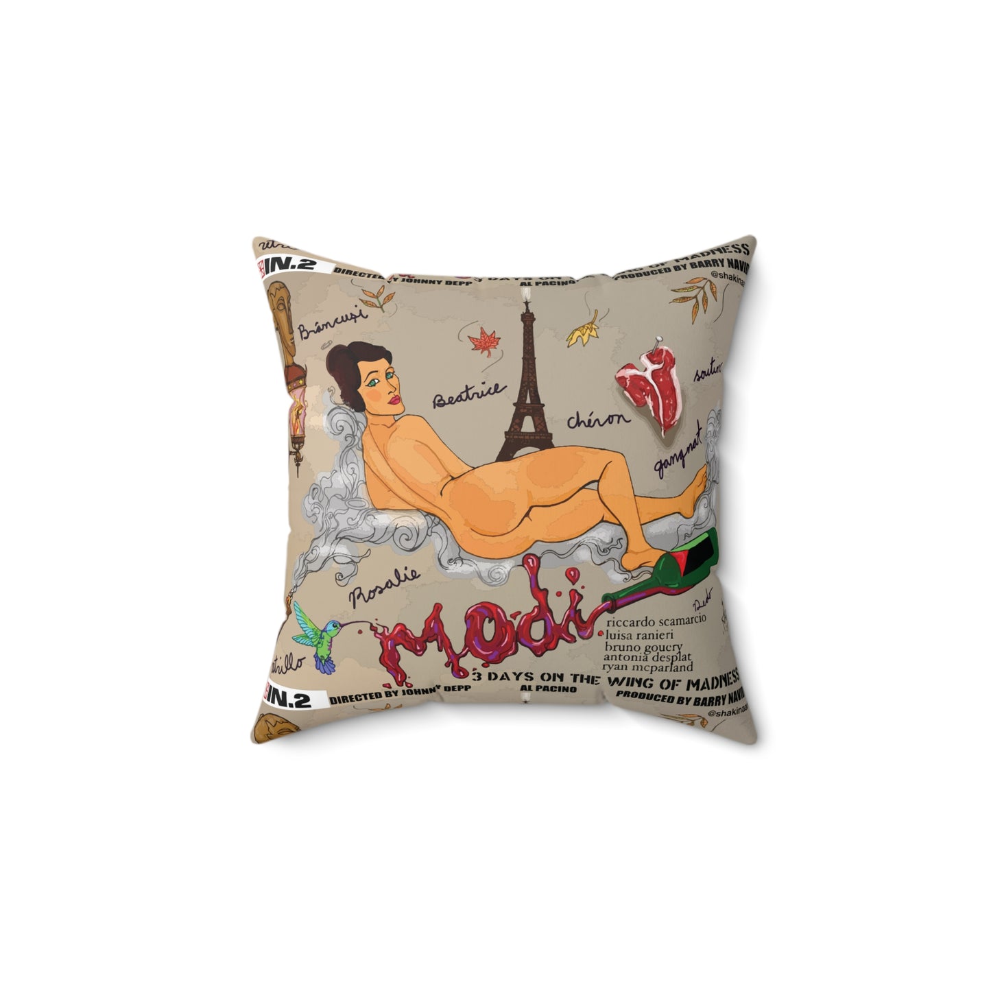UNIQUE CENTRIC MODIGLIANI MODI 3 DAYS ON THE WING OF MADNESS FINE ART PILLOW