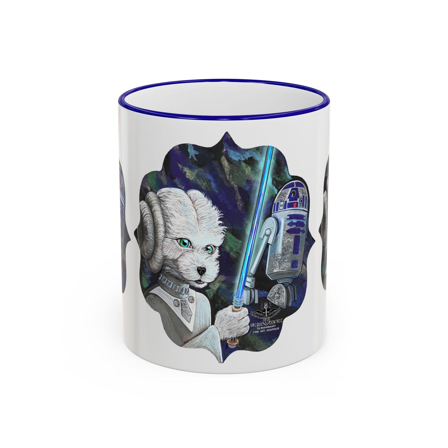 Galaxy Dog & Droid Mug — Sci‑Fi Pet Lovers Accent Rim Coffee Cup